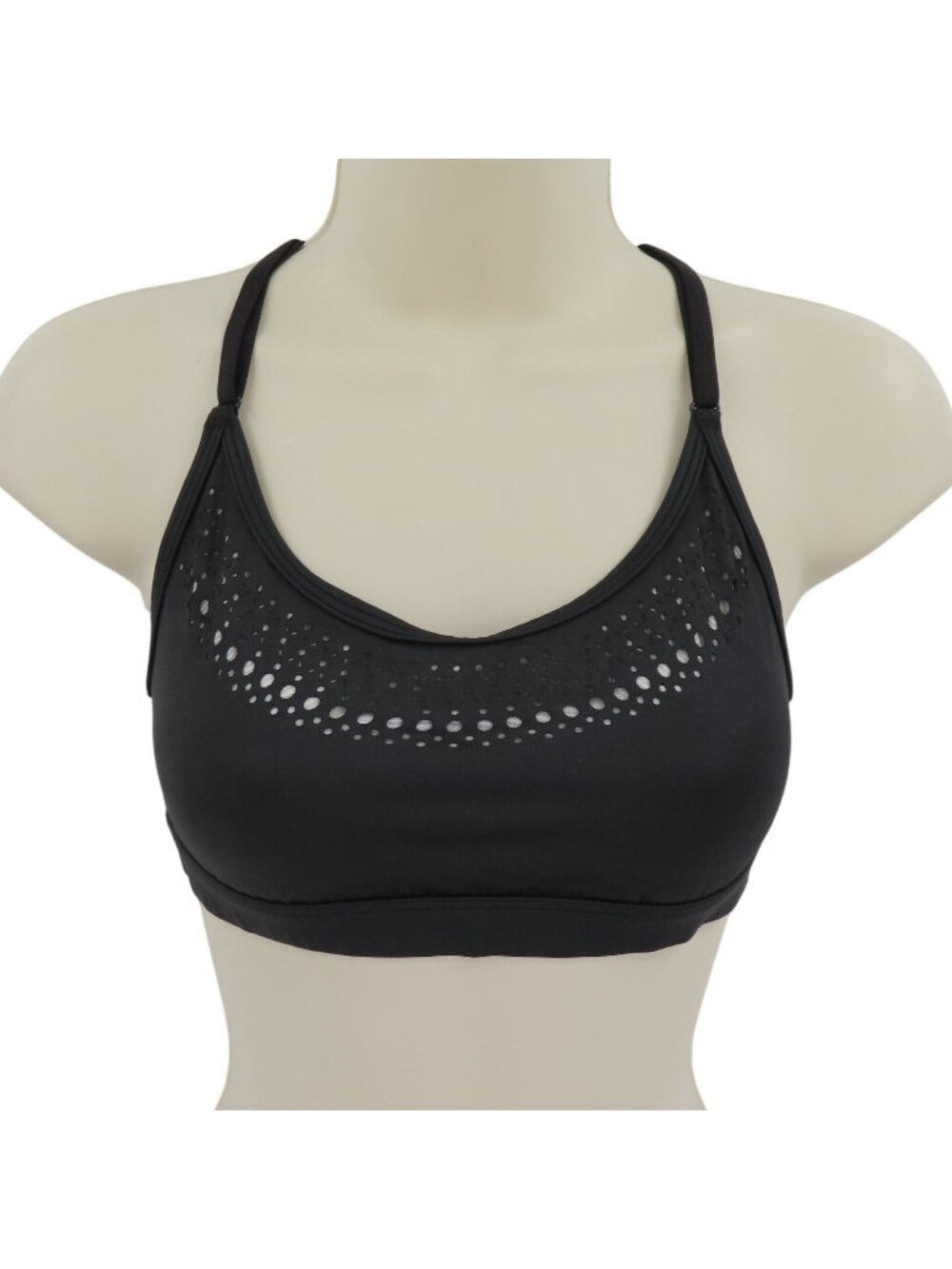 Victorias Secret Womens Small Victoria Sport Solid Black Perforated Sports Bra